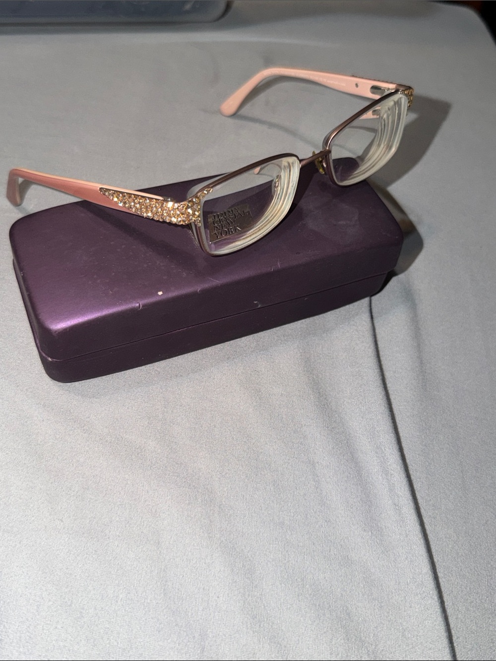 Jimmy Choo Pink and Clear Crystal-Accented Women's Glasses